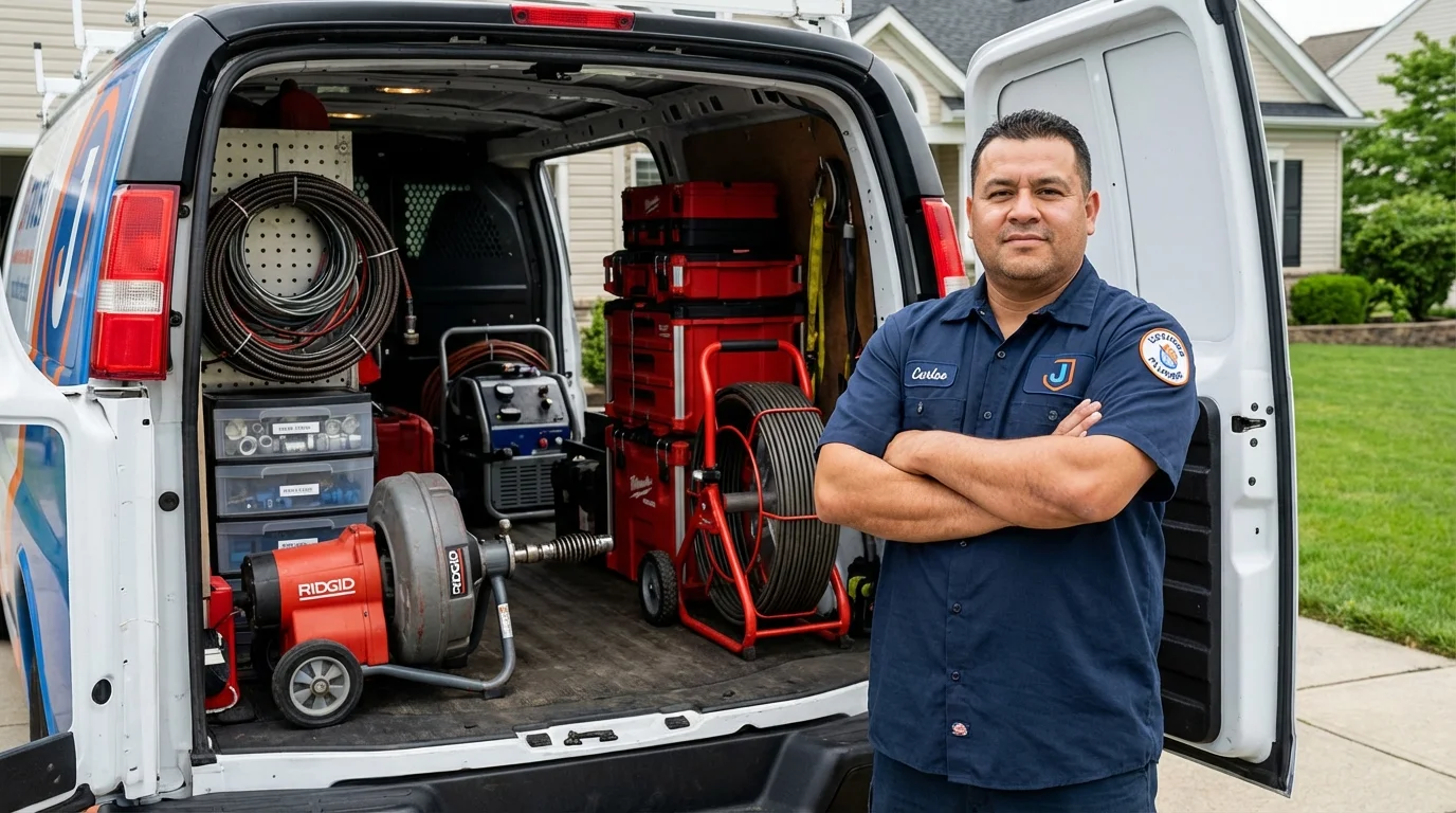 Professional drain cleaning equipment and Johns Plumbing LLC plumber in Biola