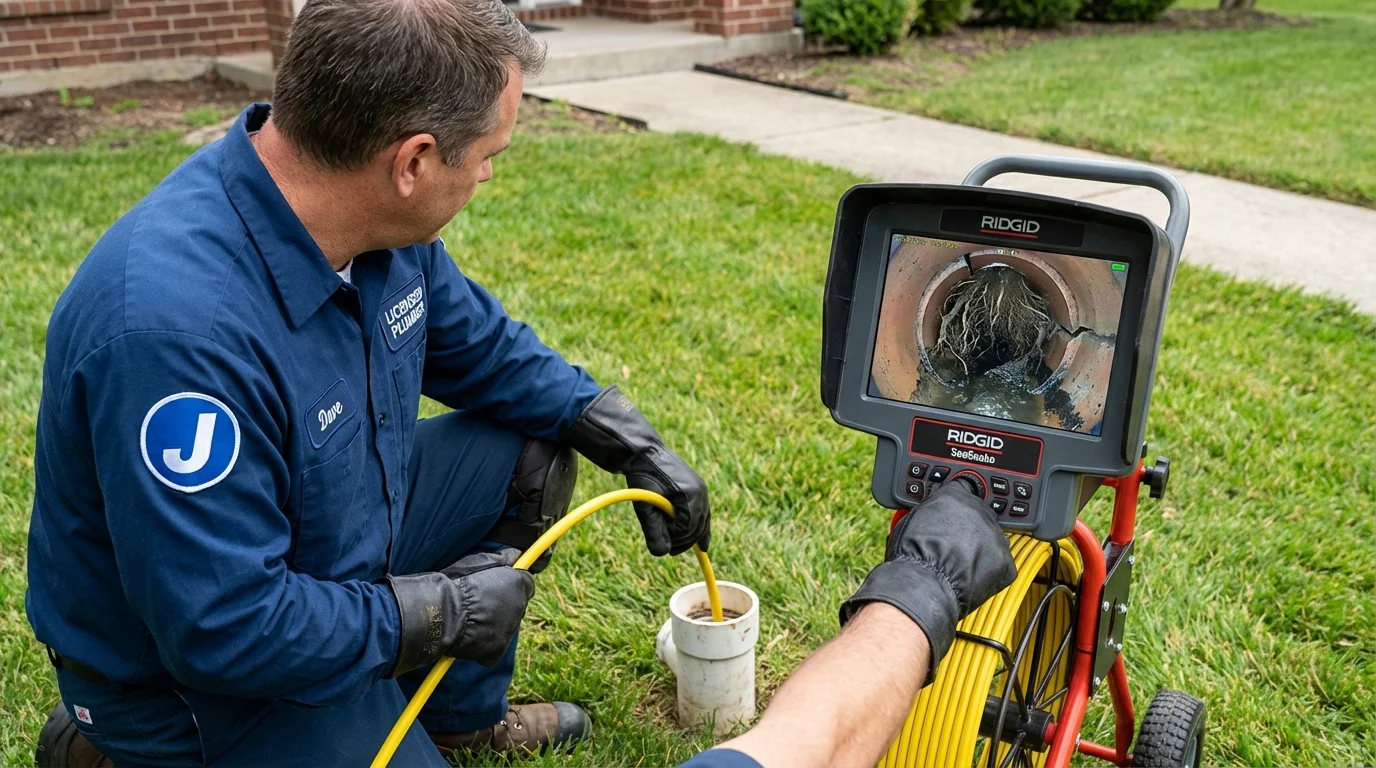 Sewer camera inspection being performed by Johns Plumbing LLC in Biola
