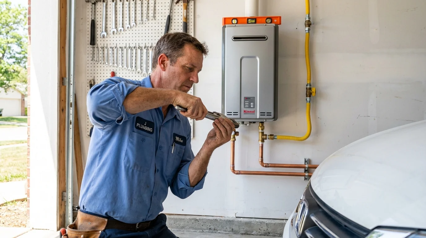 Tankless water heater installation by a Johns Plumbing LLC plumber in Biola